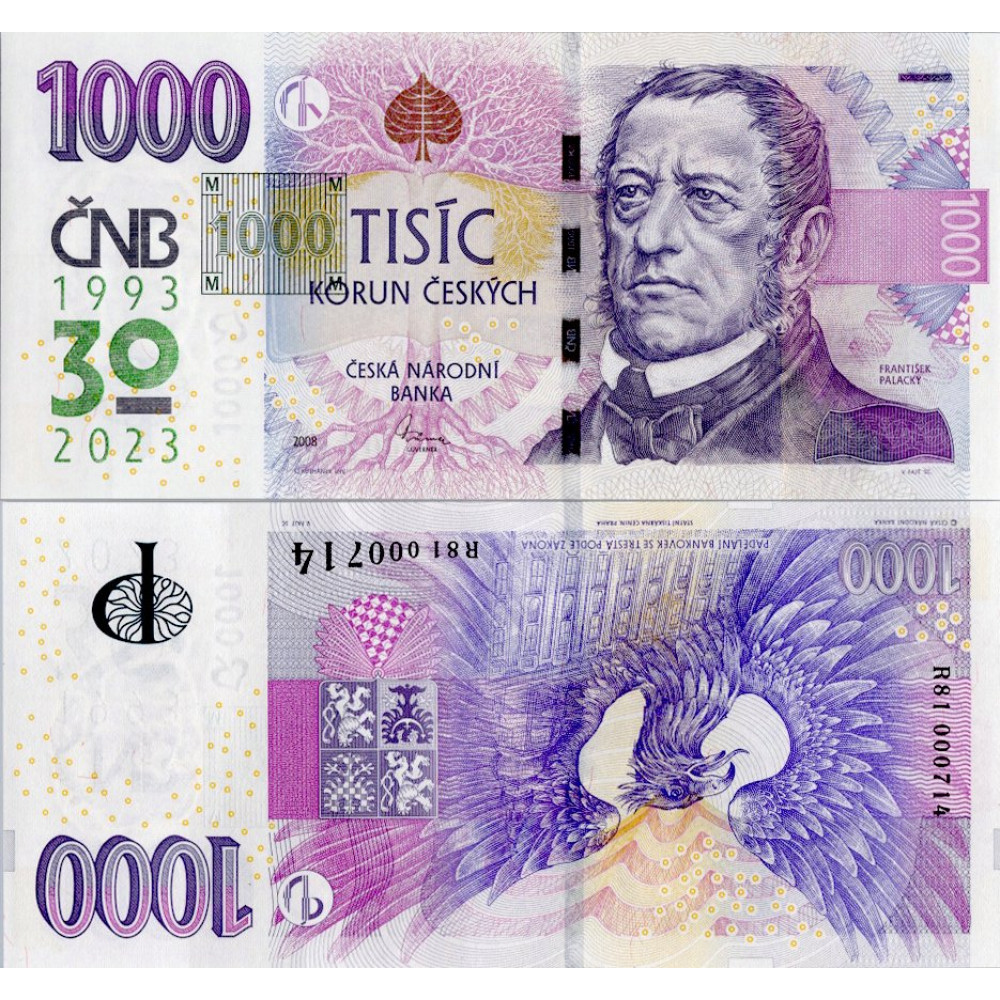 Bankovka ČR, 1000 Kč, Pi. 31a, N/UNC, 2008, serie R, 8 Bankovka ČR, 1000 Kč, Pi. 31a, N/UNC, 2008, serie R, 8