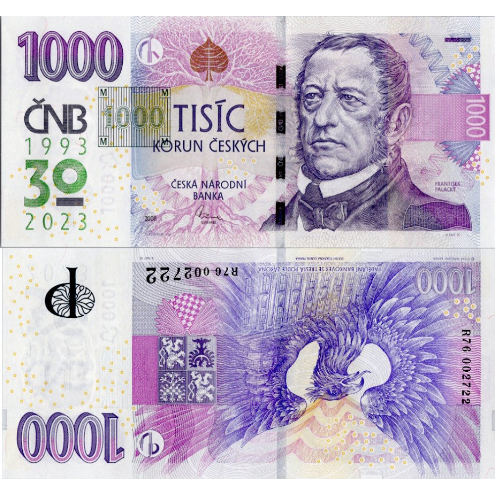 Bankovka ČR, 1000 Kč, Pi. 31a, N/UNC, 2008, serie R, 76002722 Bankovka ČR, 1000 Kč, Pi. 31a, N/UNC, 2008, serie R, 76002722