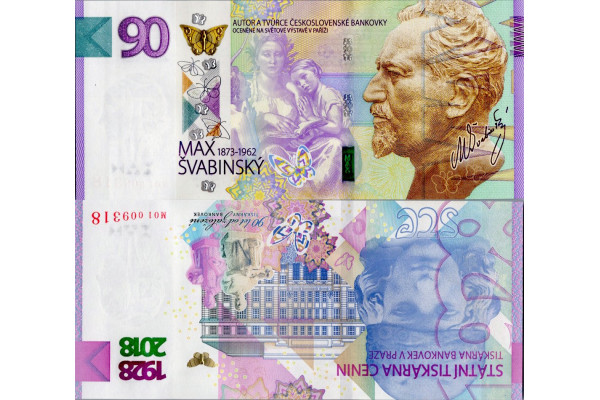 Pamětní banknovka, 90, M01003318, N/UNC, Česká republika, 2018