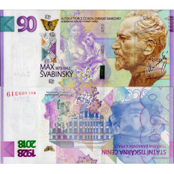 Gedenkbanknote, 90, M01003319, N/UNC, Tschechische Republik, 2018