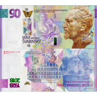 Pamětní banknovka, 90, M01 003322, N/UNC, Česká republika, 2018, serie M01 Pamětní banknovka, 90, M01 003322, N/UNC, Česká republika, 2018, serie M01