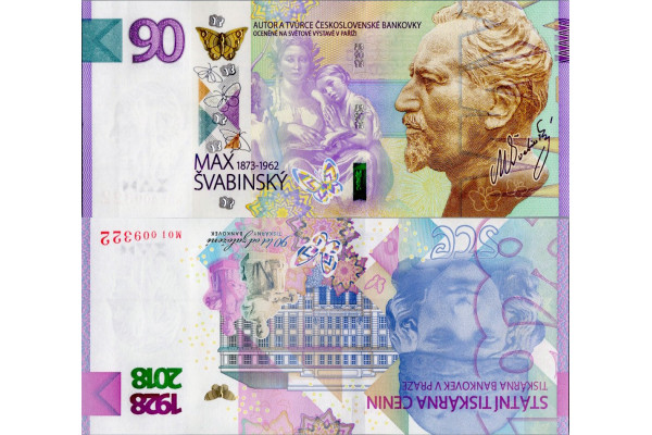 Pamětní banknovka, 90, M01 003322, N/UNC, Česká republika, 2018, serie M01