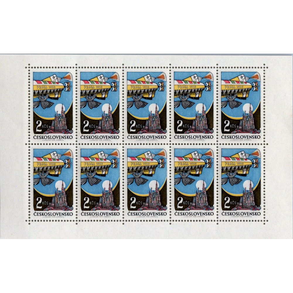Bloco de dez Tchecoslováquia, Pof.L71 (Mi. 1769), MNH, 2Kc
