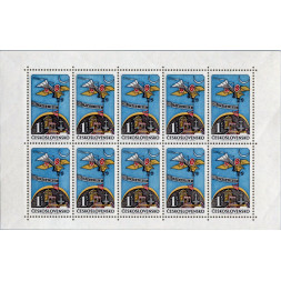 Bloco de dez Tchecoslováquia, Pof.L70 (Mi. 1768), MNH, 1Kc