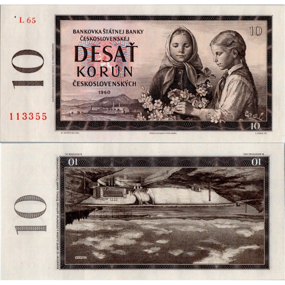 Banknote Tschechoslowakei, 10 koruna, Pi. 88d, N/UNC, 1960, serie L, 65