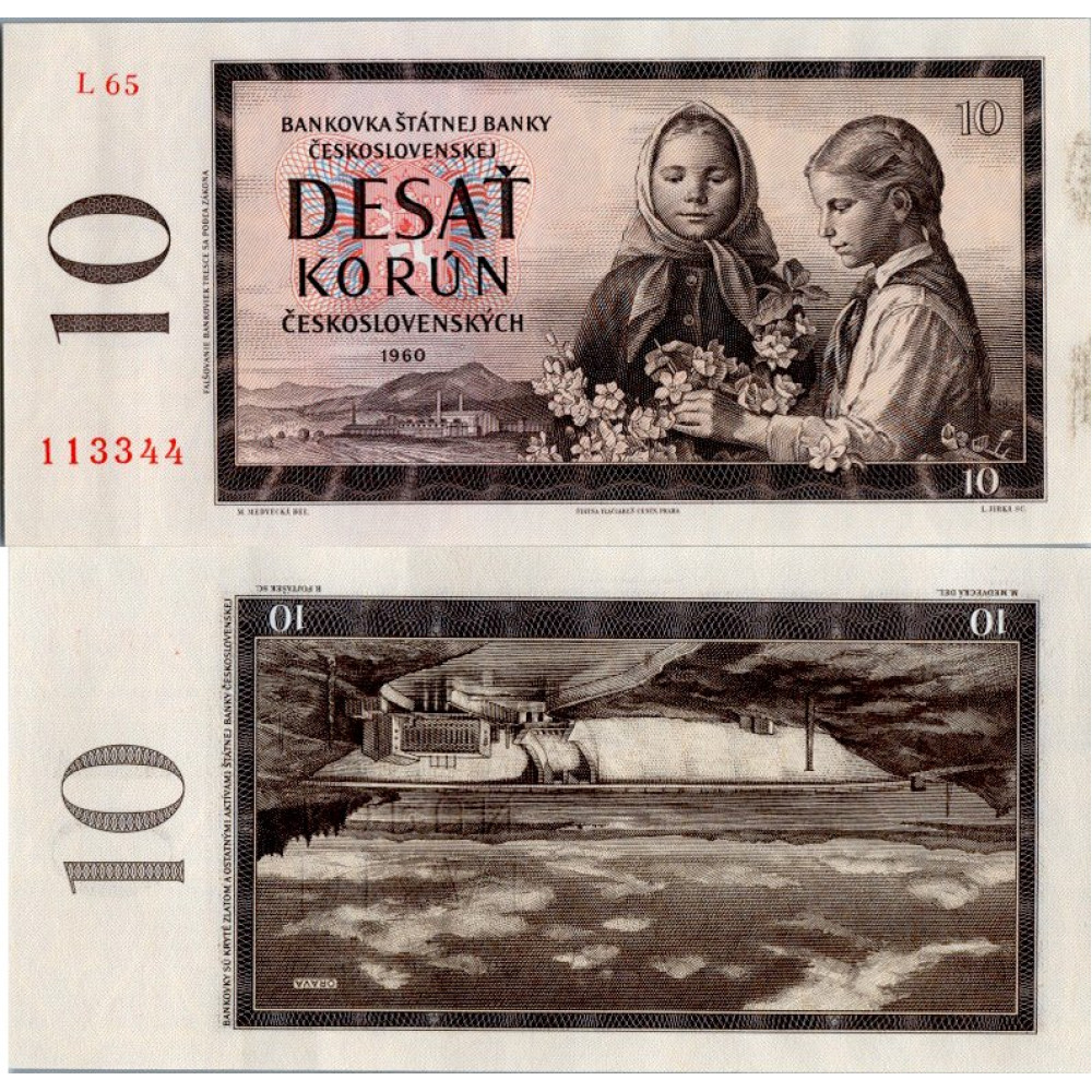Banknote Tschechoslowakei, 10 Kčs, Pi. 88d, N/UNC, 1960, serie L, 65