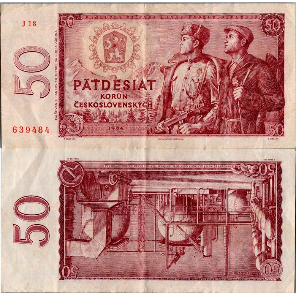 Banknote Tschechoslowakei, 50 Kčs, Pi. 90c, 3/VG, 1964, serie J, 18