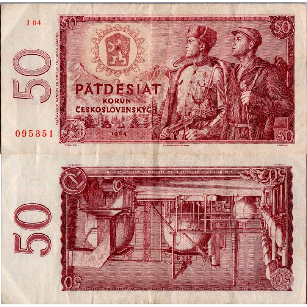 Bankovka ČSR, 50 Kčs, Pi. 90c, 3/VG, 1964, serie J, 04