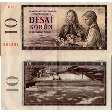 Bankovka ČSR, 10 Kčs, Pi. 88c, 2/VF, 1960, serie E, 60