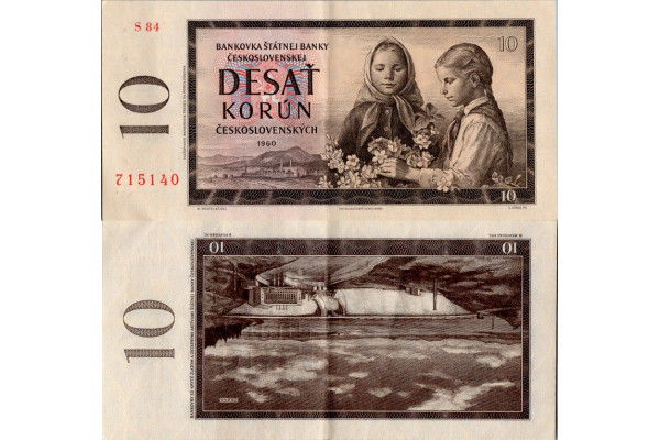 Bankovka ČSR, 10 Kčs, Pi. 88f.2, 1/XF, 1960, serie S, 84
