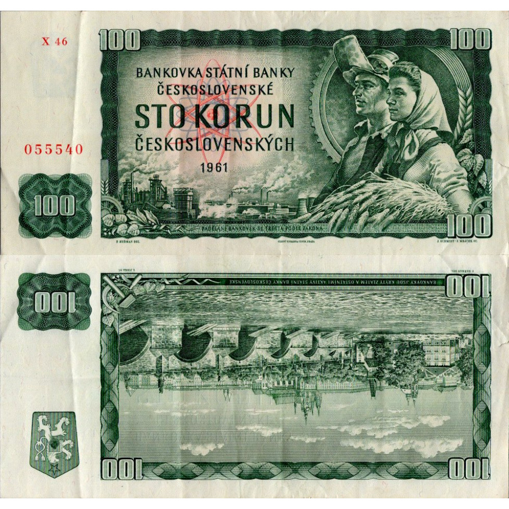 Banknote Tschechoslowakei, 100 Kčs, Pi. 91j, 4/G, 1961, Serie X, 46