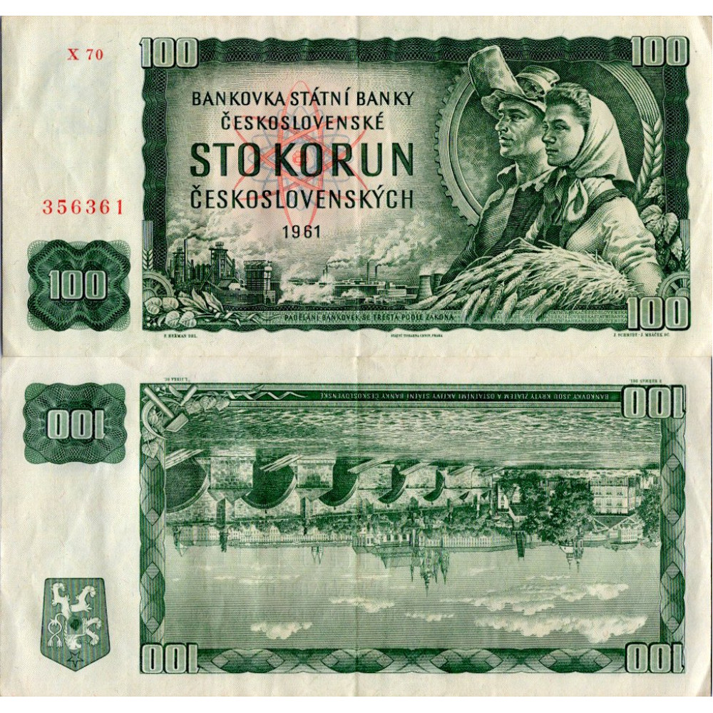 Banknote Tschechoslowakei, 100 Kčs, Pi. 91j, 3/VG, 1961, Serie X, 70