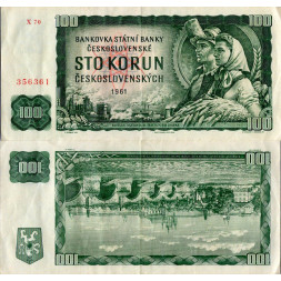Bankovka ČSR, 100 Kčs, Pi. 91j, 3/VG, 1961, serie X, 70