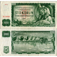 Billete Checoslovaquia, 100 Kčs, Pi. 91e, 3/VG, 1961, serie P, 91