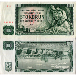 Bankovka ČSR, 100 Kčs, Pi. 91j, 2/VF, 1961, serie X, 86
