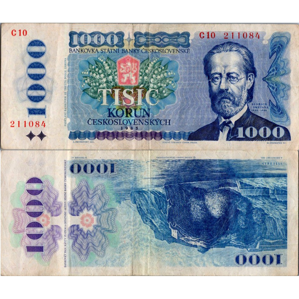 Banknote Tschechoslowakei, 1000 Kčs, Pi. 98a, 3/VG, 1985, Serie C, 10