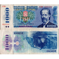 Banknote Tschechoslowakei, 1000 Kčs, Pi. 98a, 2/VF, 1985, serie C08, 268338