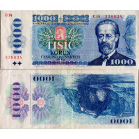 Billete Checoslovaquia, 1000 Kčs, Pi. 98a, 2/VF, 1985, serie C, 14