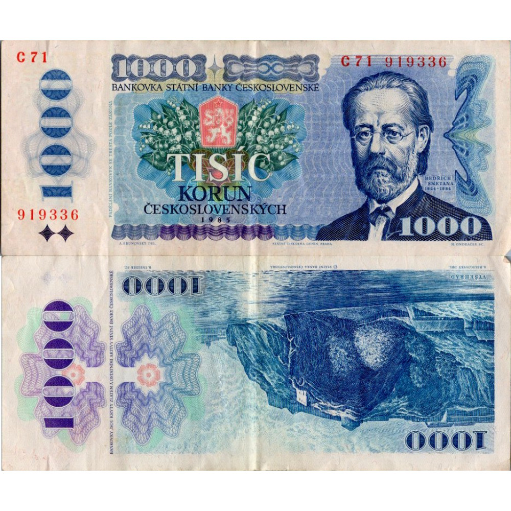 Bankovka ČSR, 1000 Kčs, Pi. 98a, 2/VF, 1985, serie C, 71