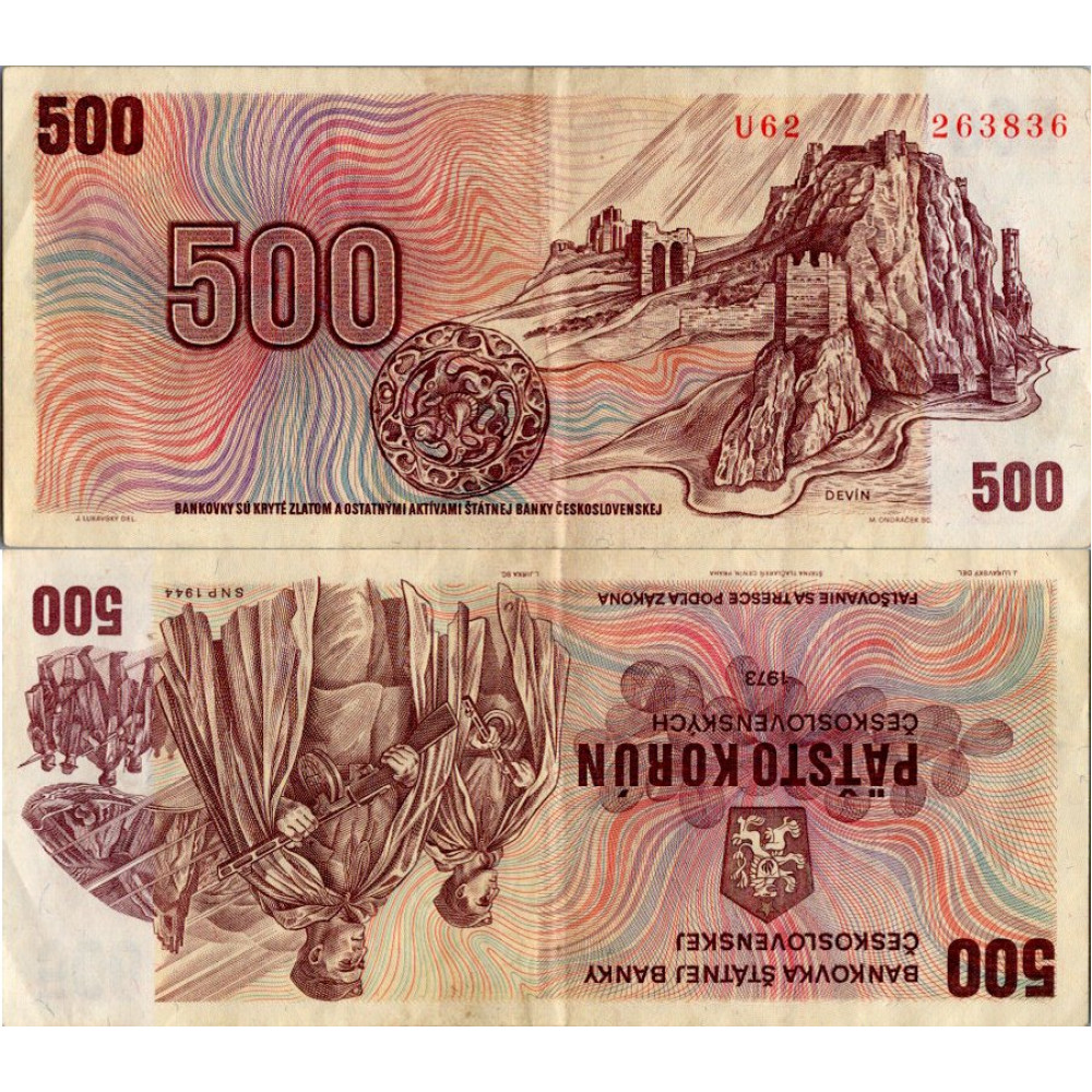 Bankovka ČSR, 500 Kčs, Pi. 93a, 3/VG, 1973, serie U, 62