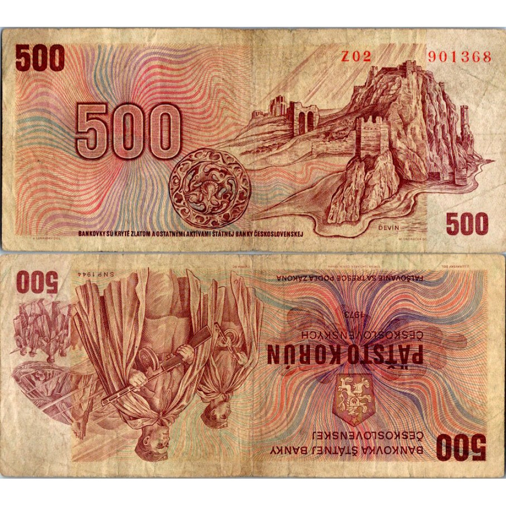 Banknote Tschechoslowakei, 500 Kčs, Pi. 93c, 4/G, 1973, serie Z, 02