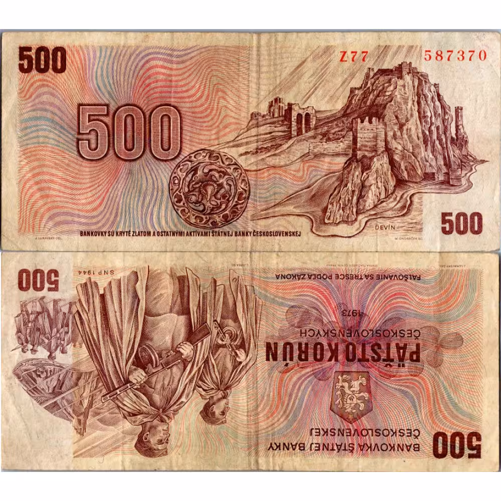 Bankovka ČSR, 500 Kčs, Pi. 93c, 4/G, 1973, serie Z77, 587370