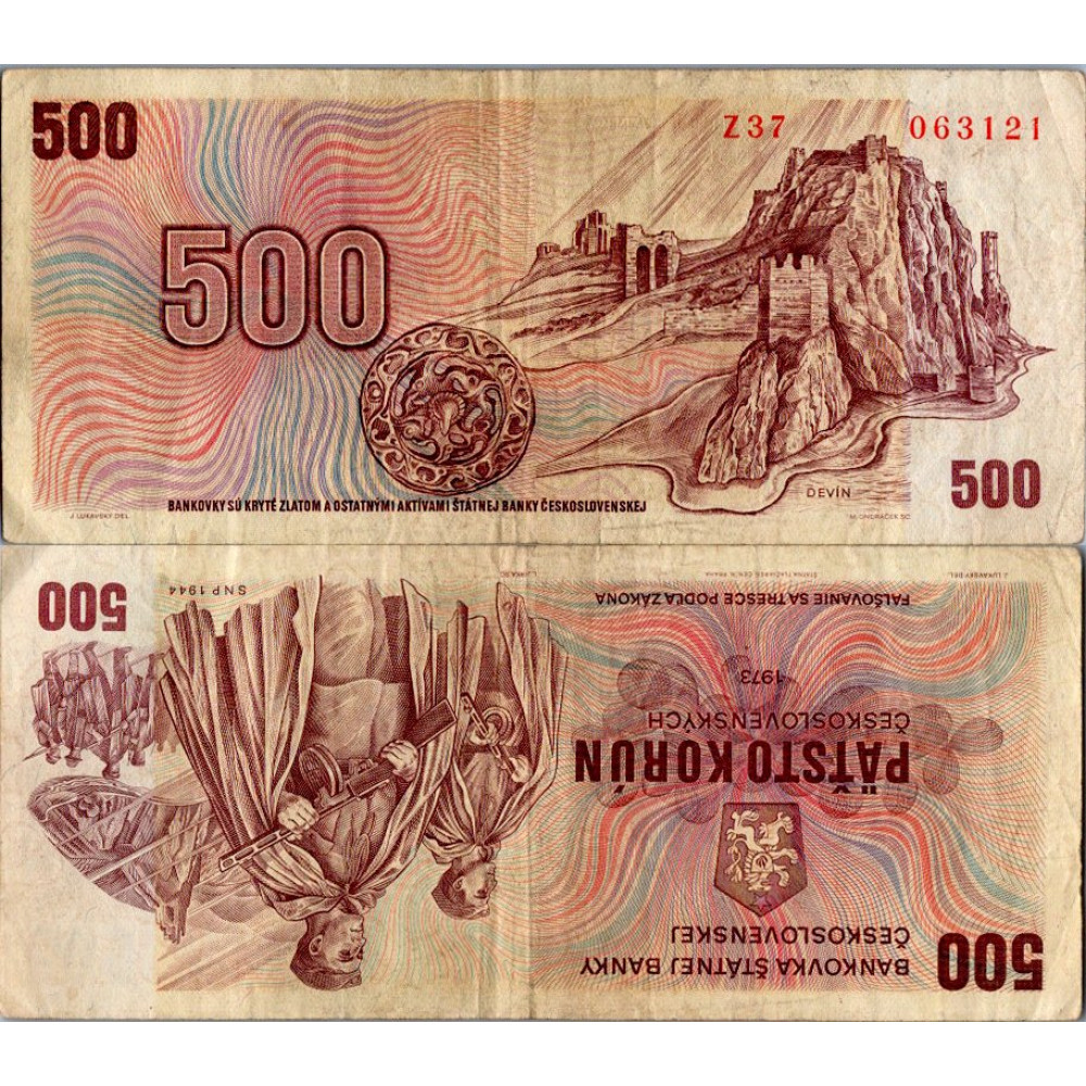 Banknote Tschechoslowakei, 500 Kčs, Pi. 93c, 4/G, 1973, serie Z, 37