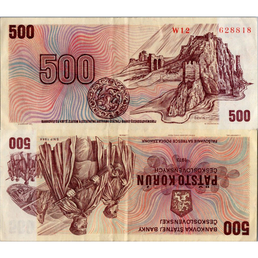 Banknote Czechoslovakia, 500 Kčs, Pi. 93, 2/VF, 1973, serie W, 628818