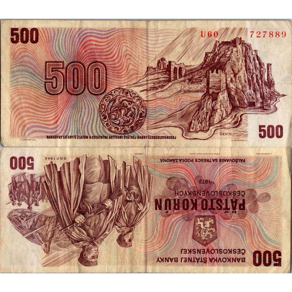 Banknote Tschechoslowakei, 500 Kčs, Pi. 93, 4/G, 1973, serie U60, 727889
