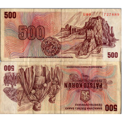 Bankovka ČSR, 500 Kčs, Pi. 93, 4/G, 1973, serie U60, 727889