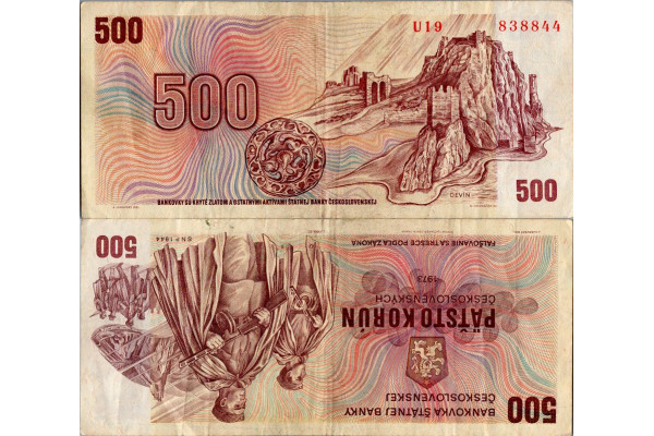 Bankovka ČSR, 500 Kčs, Pi. 93, 3/VG, 1973, serie U, 838844