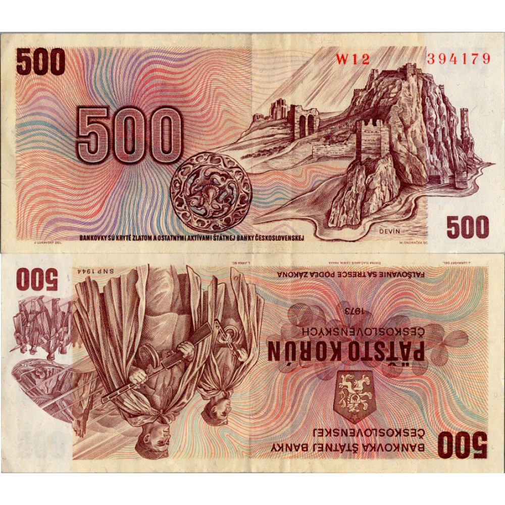 Banknote Tschechoslowakei, 500 Kčs, Pi. 93, 2/VF, 1973, serie W, 12