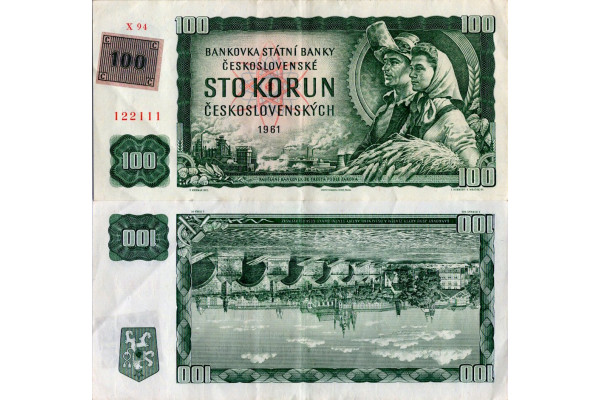 Bankovka ČR, 100 Kčs, Pi. 1j, 3/VG, 1961, serie X, 94