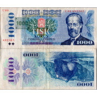 Billete Chequia, 1000 Kč/Kčs, Pi. 3c, 2/VF, 1985, serie U, 09