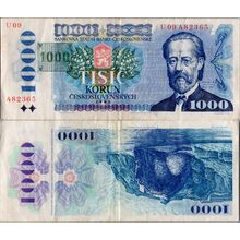 Bankovka ČR, 1000 Kč/Kčs, Pi. 3c, 2/VF, 1985, serie U, 09