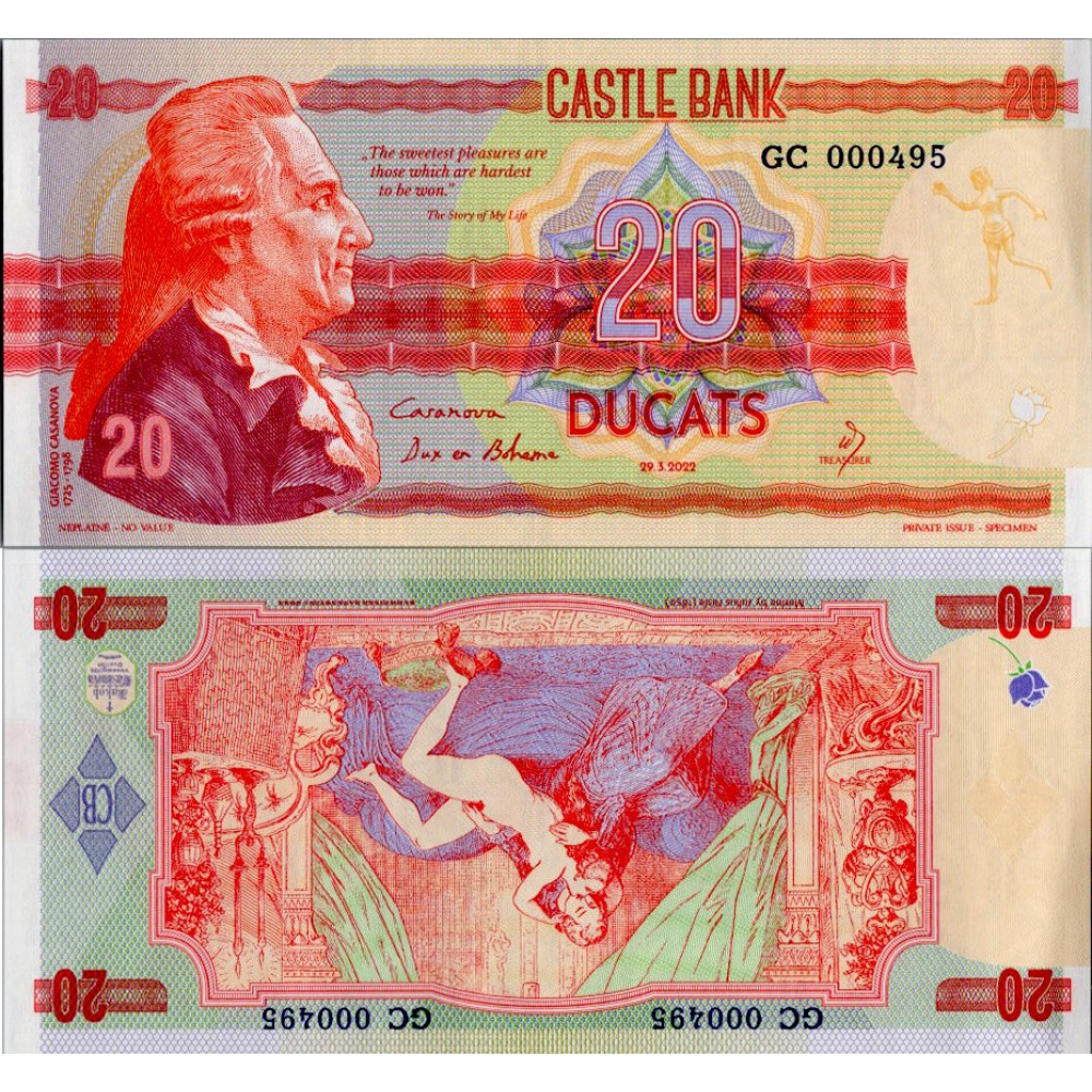 Suvenýrová bankovka, 20 Ducats, GC 000495, N/UNC, 2022, serie GC