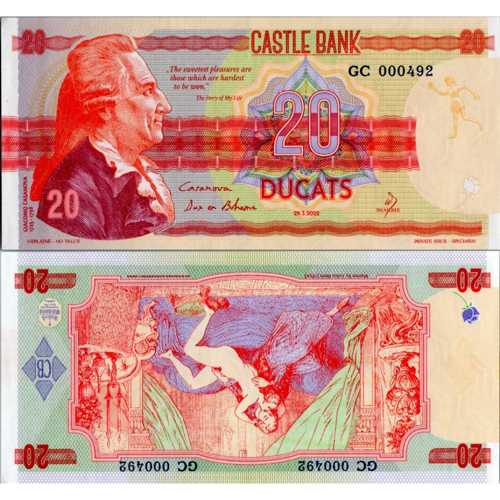 Suvenýrová bankovka, 20 Ducats, GC 000492, N/UNC, 2022, serie GC
