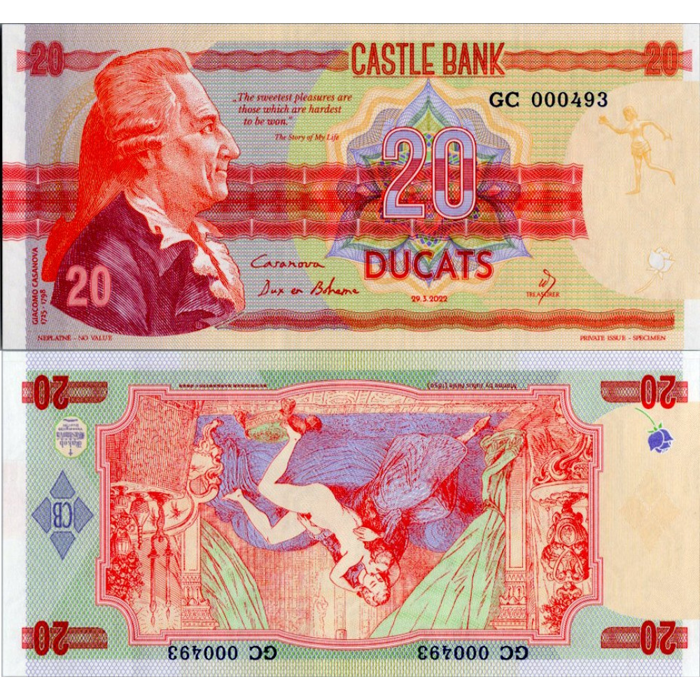 Suvenýrová bankovka, 20 Ducats, GC 000493, N/UNC, 2022