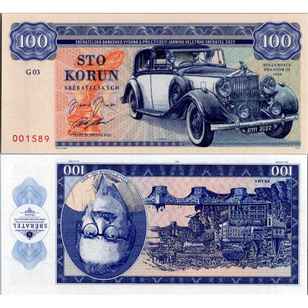 Nota de Gábriš, 100 Kč, G 03, N/UNC, 2022, serie G, 03