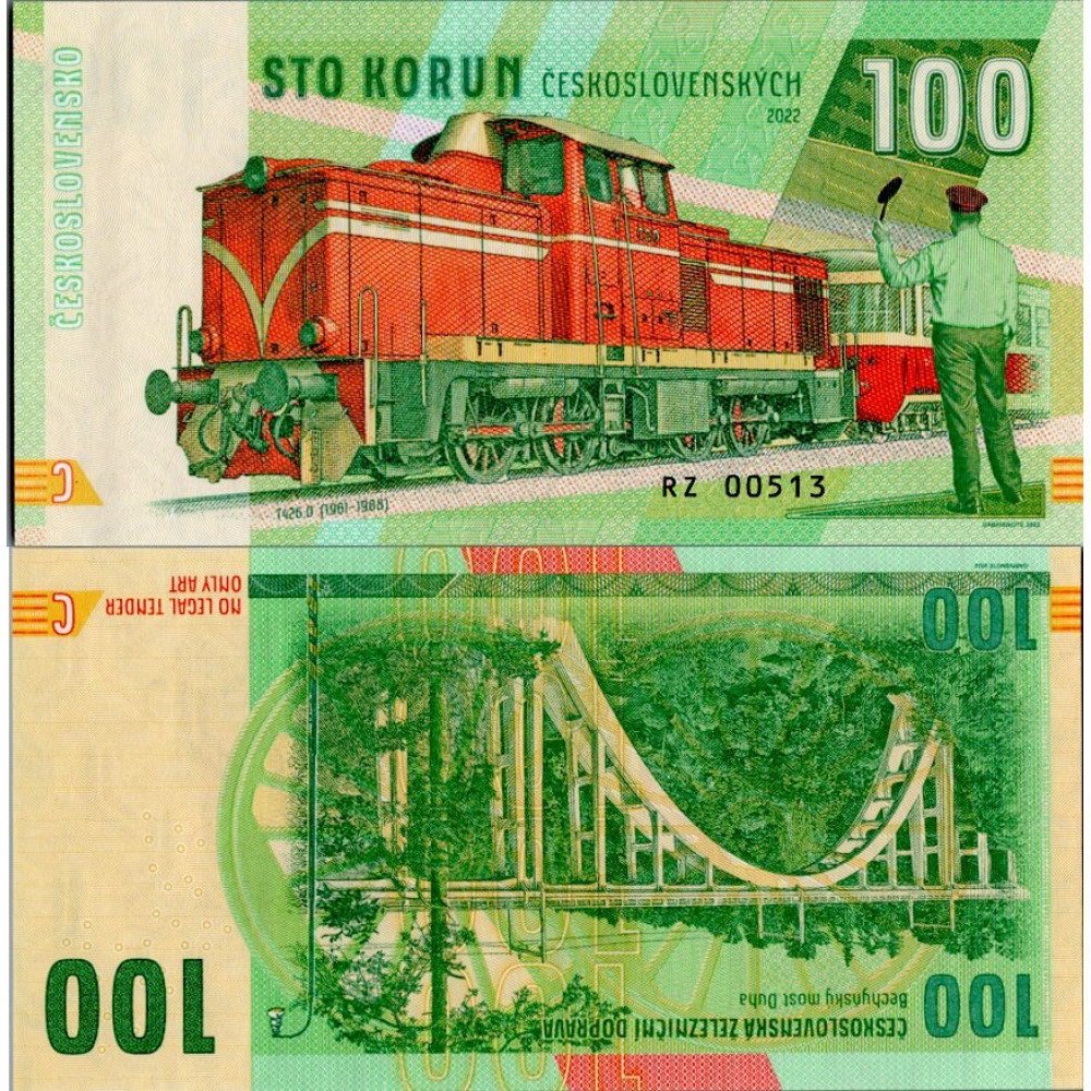 Gábriš banknote, 100 Kčs, RZ 00513, N/UNC, 2022, serie RZ, 00513