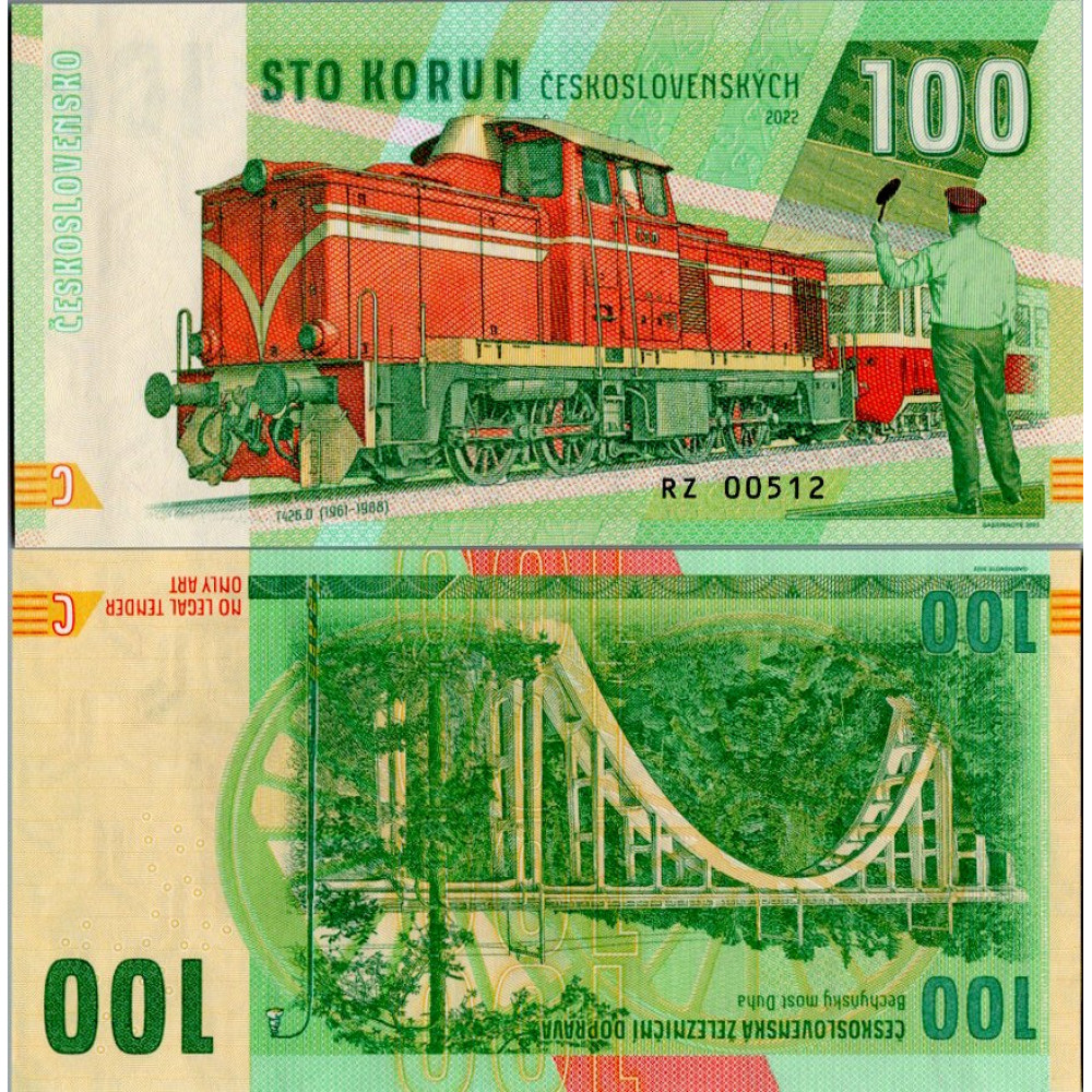 Gábriš-Banknote, 100 Kčs, RZ 00512, N/UNC, 2022, serie RZ, 00512
