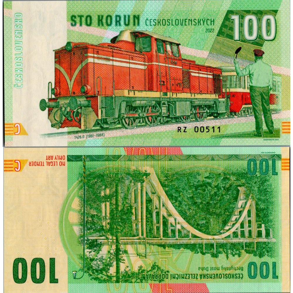 Nota de Gábriš, 100 Kčs, RZ 00511, N/UNC, 2022, serie RZ, 00511