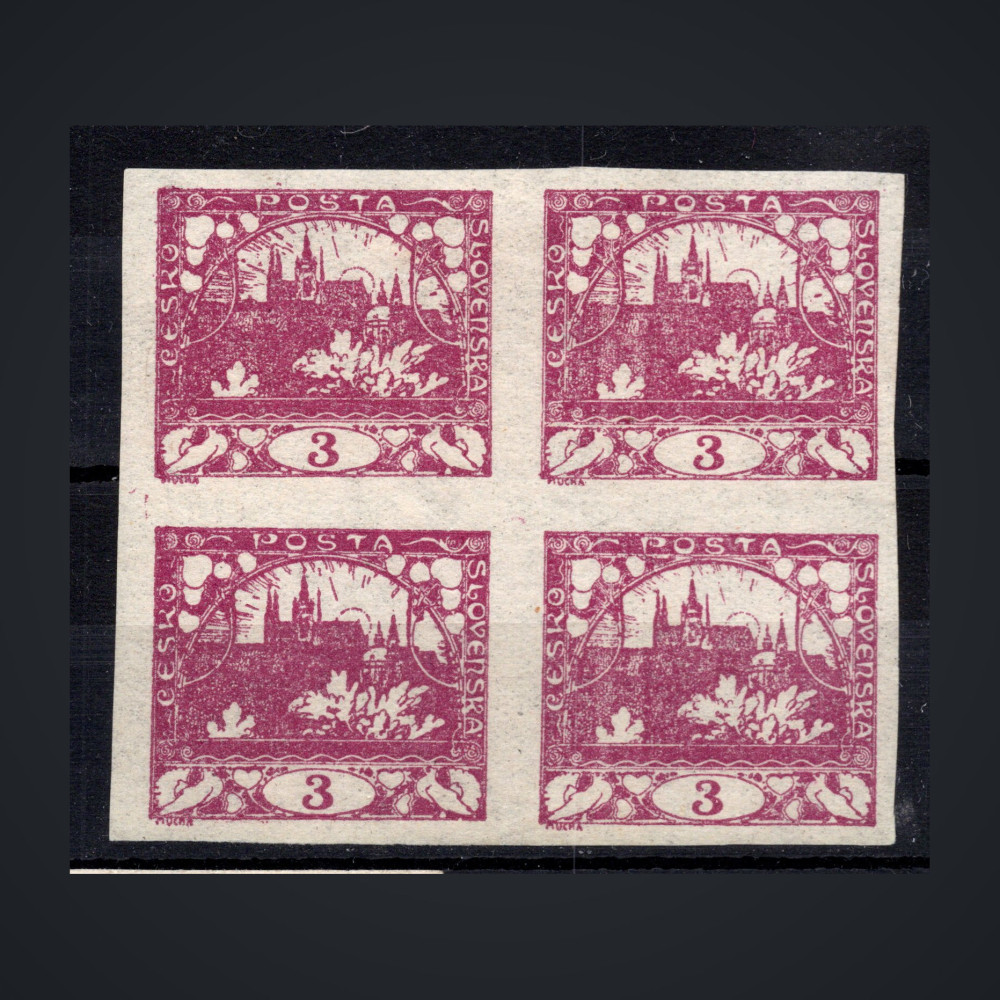 Block of four Czechoslovakia, Pof.2 (Mi. 1), MH, 3h