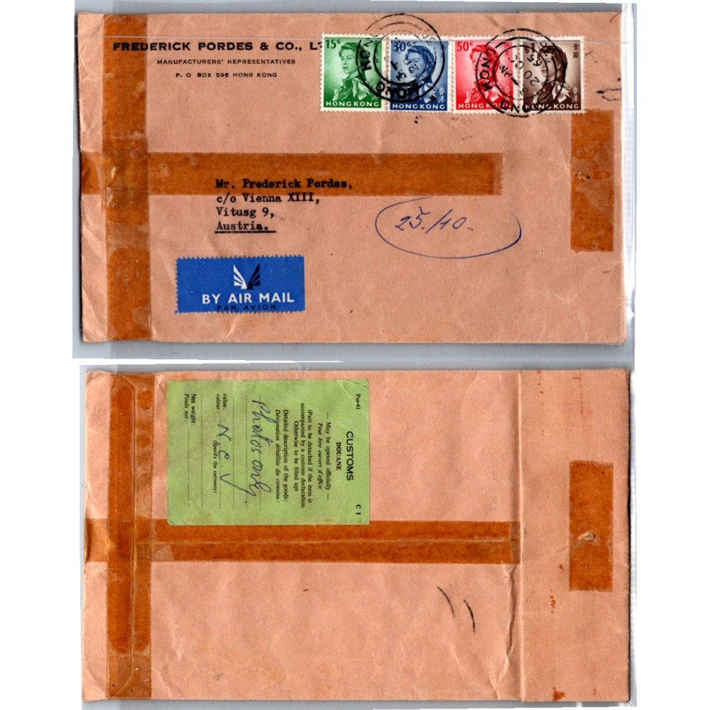 Envelope circulado Ásia, Usado #, Hong Kong