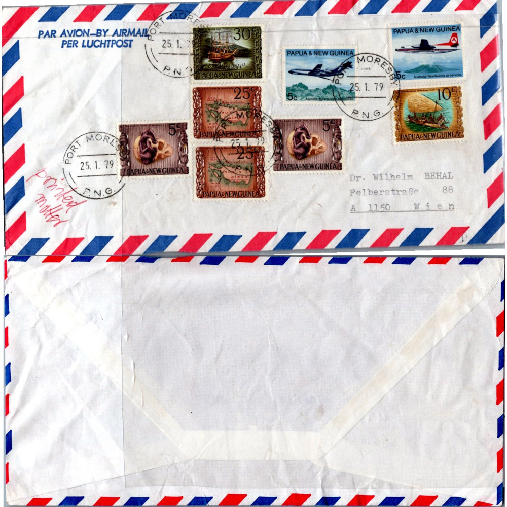 Envelope circulado Ásia, Usado #, Papua-Nova Guiné