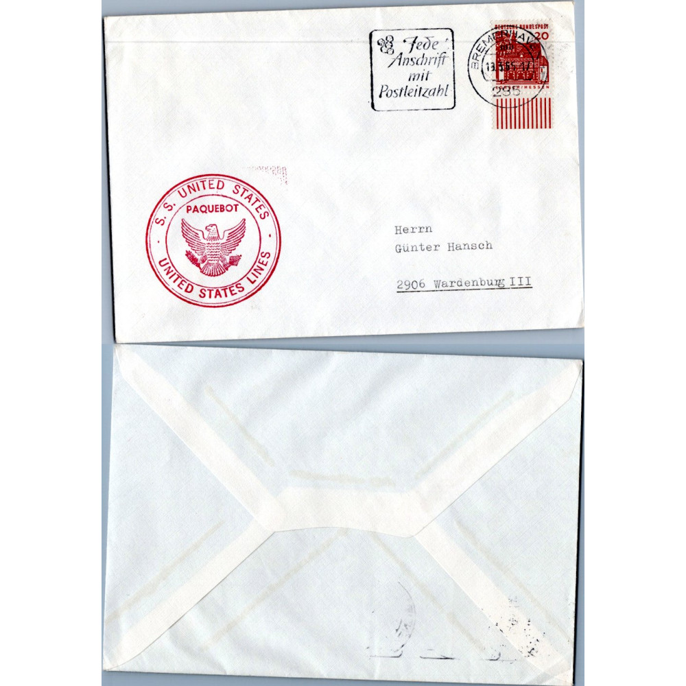 Celistvost Lodní pošta#, Německo, SS "United States"