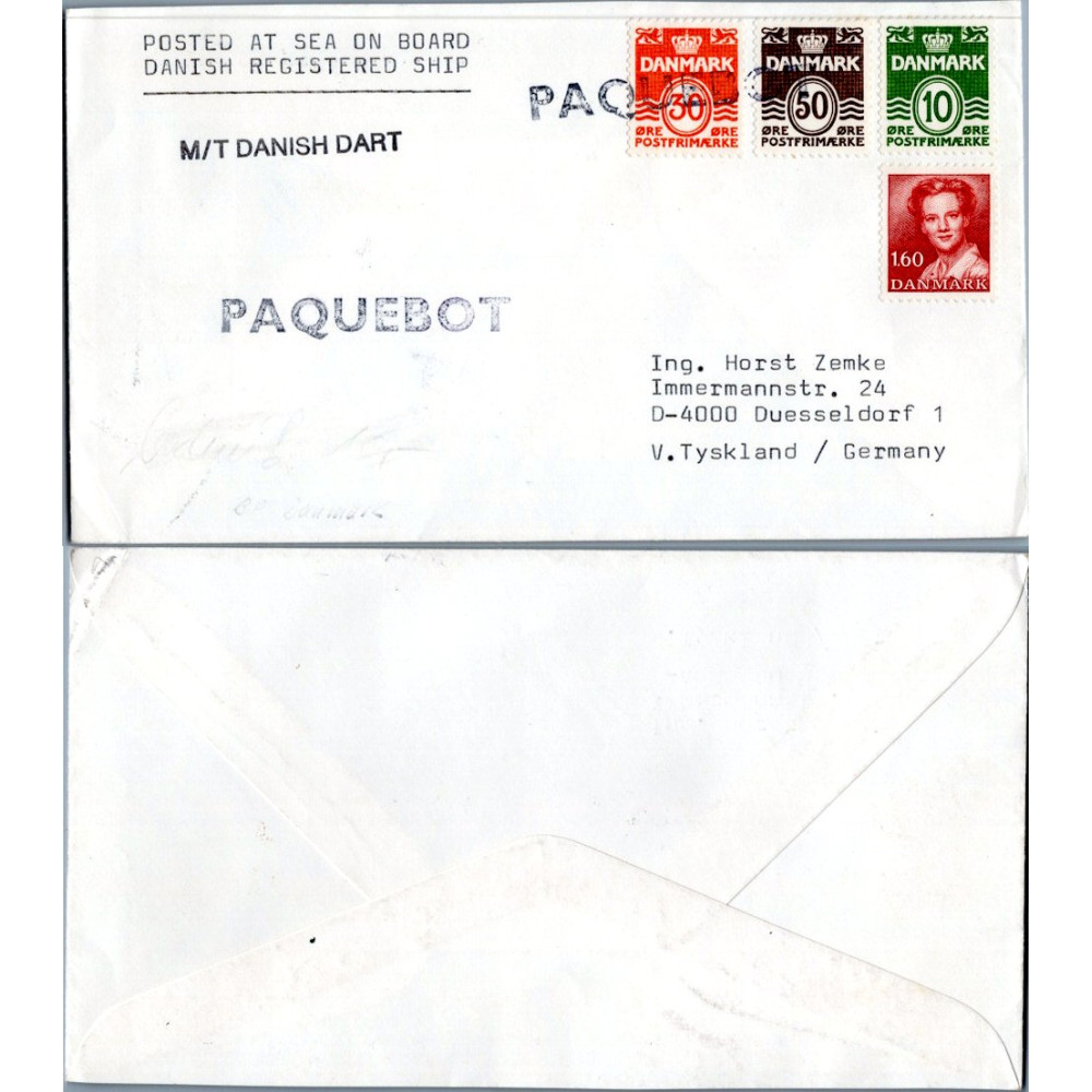 Sobre circulado Correo marítimo, Usado #, Dinamarca