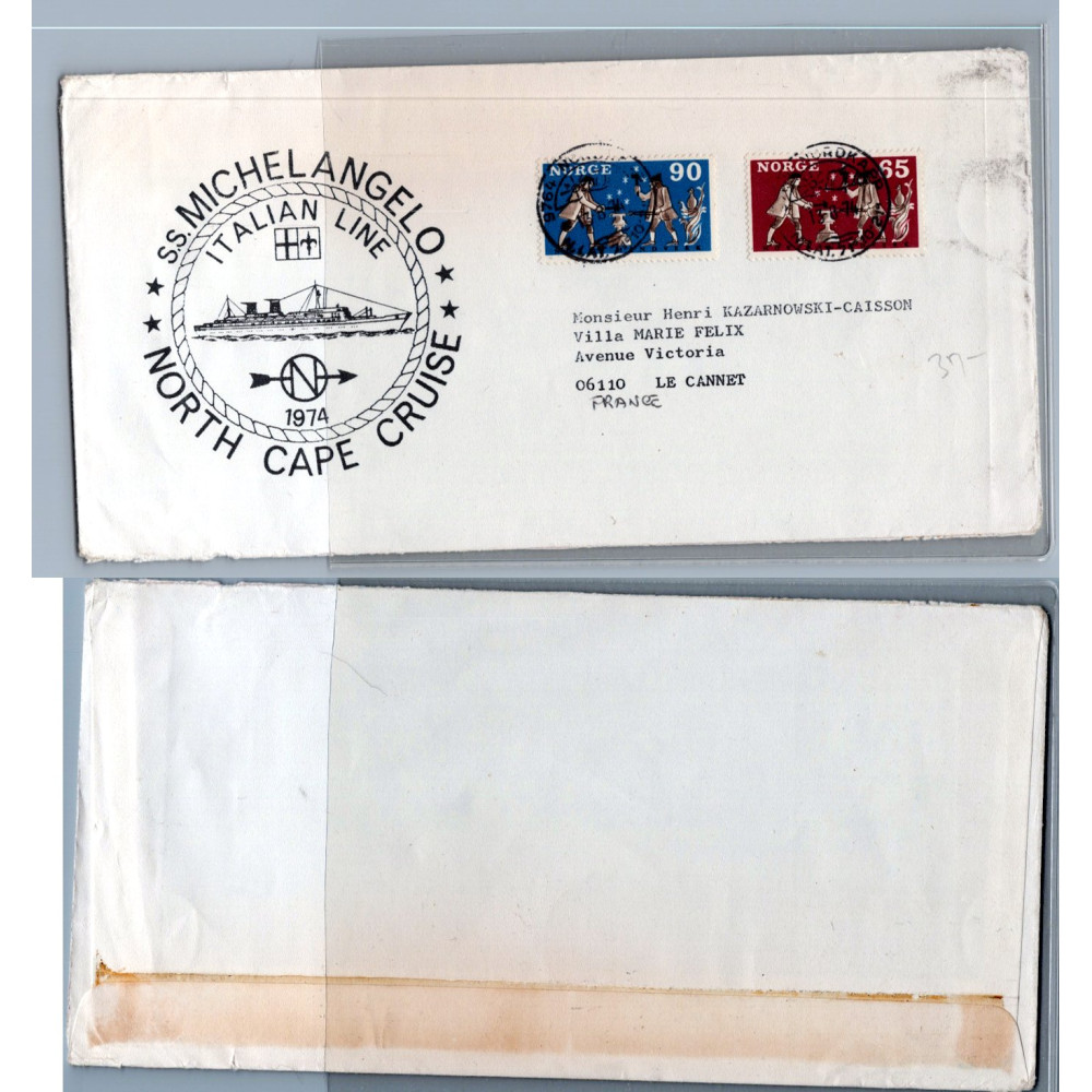 Sobre circulado Correo marítimo, Usado #, Noruega