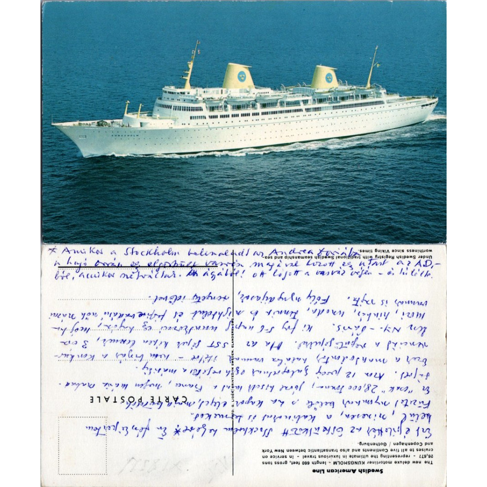 Cartão-postal , (*), Suécia, MS “Kungsholm”