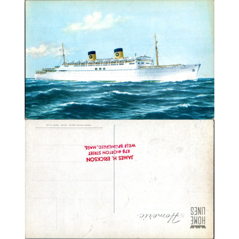 Cartão-postal , (*), Reino Unido, MS “Homerie”